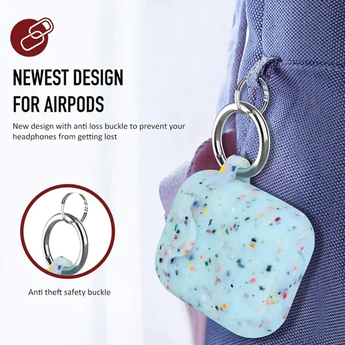 Vista 3 de Funda de silicona compatible con Apple Airpods 1 y 2, divertida funda antipérdida [compatible con carga inalámbrica] (blanco brillante)