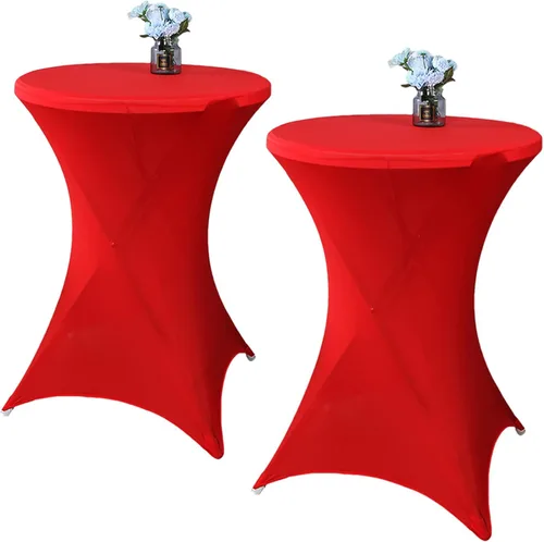 Vista 17 de Paquete de 2 manteles de cóctel de elastano de 24 x 43 pulgadas, redondos, ajustables, para bodas, banquetes, eventos, fiestas