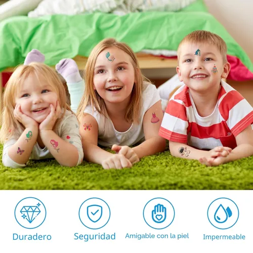 Vista 5 de Zhtulck Tatuajes para niños, más de 600 estilos mixtos de tatuajes temporales para niñas y niños, juego de calcomanías de tatuajes falsos de dibujos