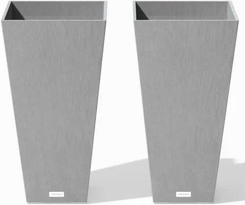 Vista 22 de Veradek Maceta cónica de resina V para interior/exterior (26 pulgadas, gris)