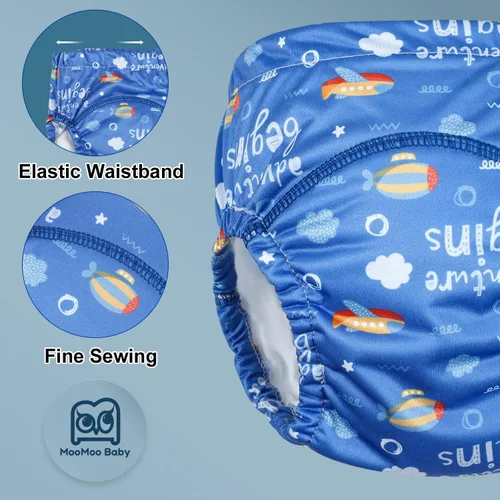 Vista 6 de MooMoo Baby Ropa interior de entrenamiento de plástico, pantalones de goma a prueba de fugas para entrenamiento para ir al baño para niños y niñas