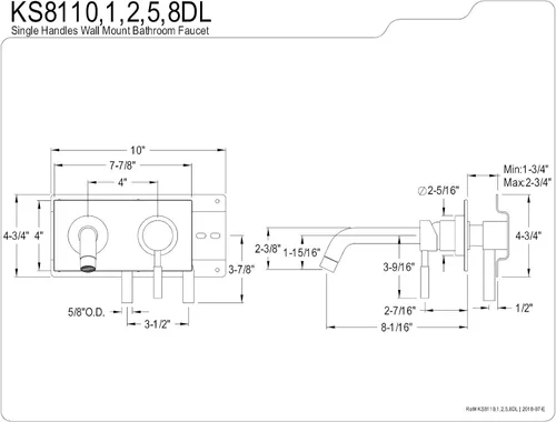 Vista 4 de Kingston Brass KS8118DL - Grifo de baño de montaje en pared de un solo mango, níquel cepillado