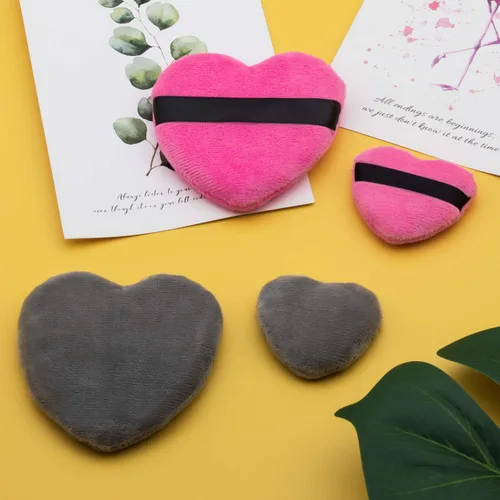 Vista 4 de OIIKI 4 esponjas de maquillaje, esponja de algodón en polvo, para herramientas de maquillaje, licuadora, en forma de amor con correa