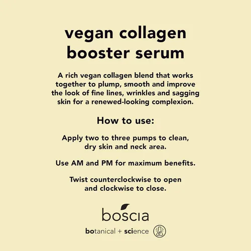 Vista 2 de boscia Suero de colágeno vegano potenciador, vegano, libre de crueldad, natural y limpio, suero de colágeno para antienvejecimiento, para todo tipo