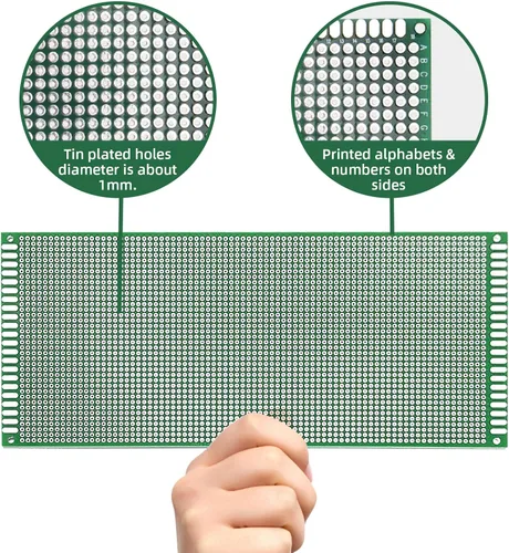 Vista 3 de Eagles 2 piezas de placa PCB de doble cara de 3.9 x 8.7 in, prototipo estañado DIY universal FR4 circuito impreso PCB placa protoboard PCB kit placa