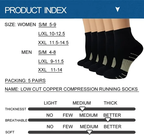 Vista 6 de Iseasoo Copper Compression Socks for Men & Women Circulation-Ankle Plantar Fasciitis Socks Support for Athletic Running