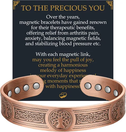 Vista 9 de Pulsera de cobre para hombres, pulsera magnética de cobre de 18X de fuerza para hombres con imanes de 3,800 Gauss, cobre sólido puro al 99.99%