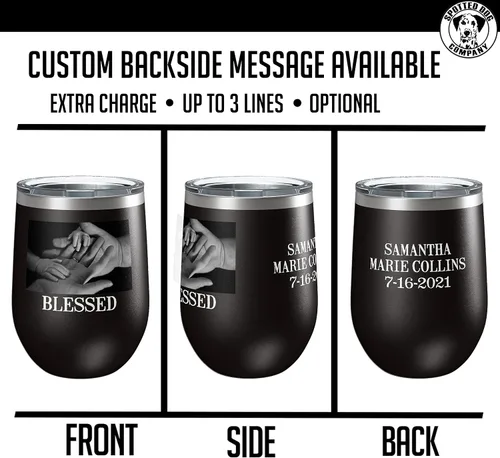 Vista 6 de Vaso de vino personalizado de 12 onzas (17 colores) para el Día de la Madre, con aislamiento térmico y recubrimiento en polvo, de acero inoxidable