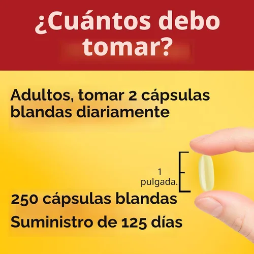Vista 4 de Nature Made - Suplementos de aceite de pescado Omega 3, 2000 mg por porción en cápsulas blandas, aceite de pescado Omega 3 para el apoyo a la salud