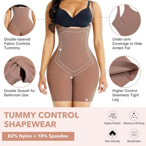 Vista 3 de Lover-Beauty Fajas Colombianas para mujer, con control de abdomen, sin costuras, talla grande, moldeador de cuerpo, busto abierto, levantamiento