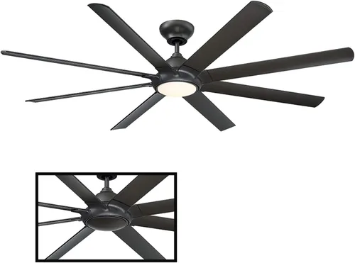 Vista 3 de Modern Forms Hydra - Ventilador de techo inteligente de 8 aspas para interiores y exteriores, 80 pulgadas, bronce con kit de luz LED de 3000 K