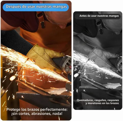 Vista 3 de 2 pares de mangas resistentes a los cortes, mangas protectoras para brazos, mangas de protección de brazos de seguridad con orificio para el pulgar