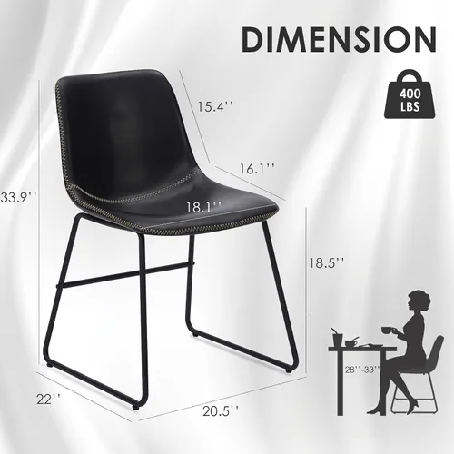 Vista 2 de Soohow Juego de 4 sillas de comedor modernas de mediados de siglo, sillas de cocina tapizadas de piel sintética con patas de metal, cómodas sillas