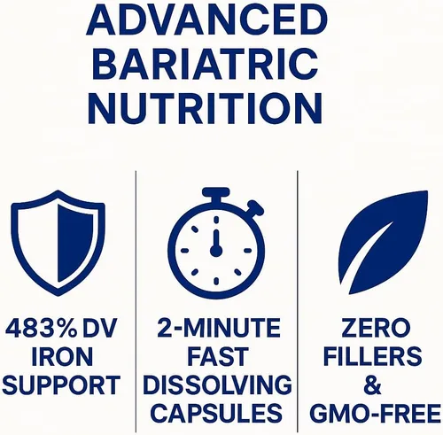 Vista 4 de Vita4Life! Fórmula multivitamínica bariátrica Multi-Plus 483% de soporte de hierro 360 cápsulas de absorción rápida Complejo completo