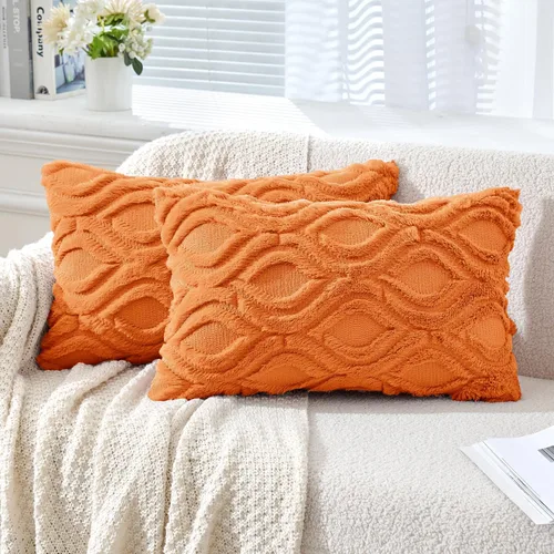 Vista 16 de MIULEE - Juego de 2 fundas de almohada de lana sintética suave y afelpada, fundas decorativas de estilo bohemio para sofá, sala de estar, cama, 16 x