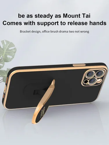 Vista 4 de Funda compatible con Samsung Galaxy A12 5G Carcasas con 6D chapado Panda Hidden Kickstand y protector de lente de cámara, cubierta de TPU Negro
