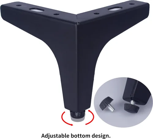 Vista 2 de HUAYY Patas de metal para muebles de 4 pulgadas (juego de 4 piezas chapadas en negro), patas de repuesto triangulares ajustables para muebles
