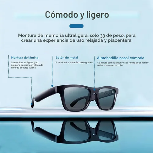 Vista 3 de Gafas de audio inteligente, polarizadas, UV, oreja abierta