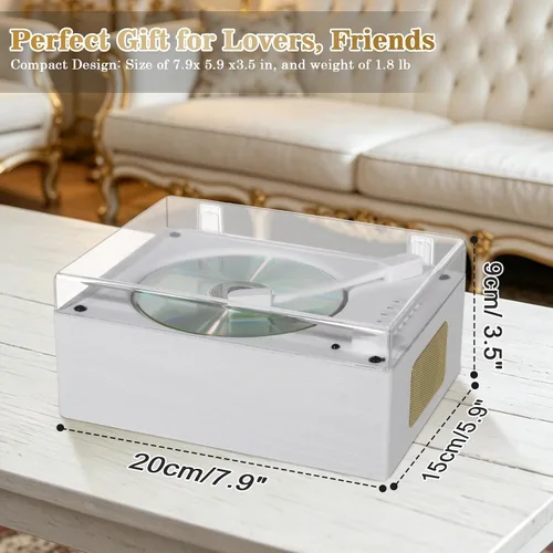 Vista 6 de CD Player with Bluetooth 5.3, Wood Grain CD Player for Home, Retro Desktop Music Player, Dual HI-FI Speakers with Remote Control