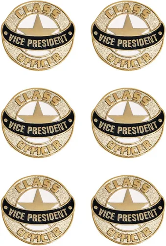 Vista 4 de Gold Class Officer Student Council Award Pins, 6 unidades, Metal, Sin piedra preciosa