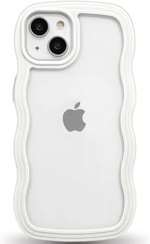 Vista 96 de Anuck Funda para iPhone 13 Pro con borde ondulado, diseño trasero transparente, agarre antideslizante, forma de marco rizado ondulado, a prueba