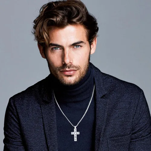 Vista 42 de Collar de cruz para hombre, piedras preciosas de color piedra natal de circonita cúbica, collar de acero inoxidable para hombre, cadena de 24