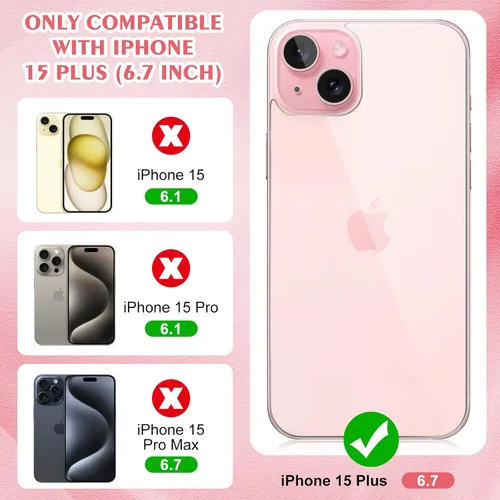 Vista 6 de Paquete de 3 protectores de pantalla para iPhone 15 Plus, iPhone 15 Plus, protector de pantalla frontal y trasera, protector de cámara antihuellas