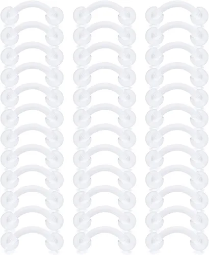 Vista 9 de 16G - Piercing de plástico transparente para cejas, ojos de serpiente, lengua, acrílico, bioflex, cartílago, hélix, tragus, pezón, vientre, labio