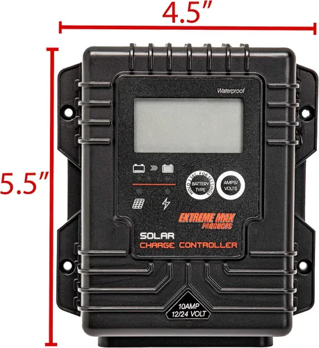 Vista 6 de Extreme Max 3006.9005 regulador de carga solar impermeable para 12V y 24V - 10A con pantalla digital