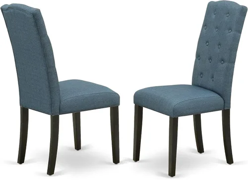 Vista 7 de East West Furniture DLCE3-BLK-21 - Juego de mesa de comedor de 3 piezas que contiene una mesa de comedor redonda con gotas y 2 sillas tapizadas