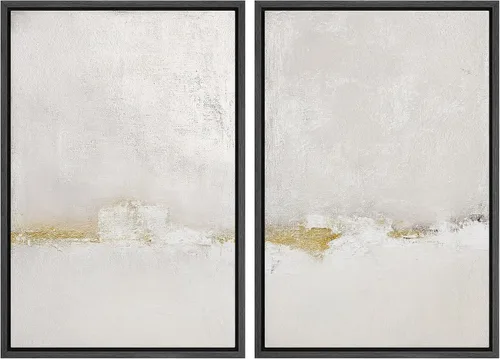 Vista 70 de SIGNWIN Lienzo enmarcado para pared, ilustraciones abstractas texturizadas en tonos beige terrosos, arte moderno, decorativo, contemporáneo