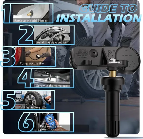 Vista 10 de Sensor TPMS, sensor de monitoreo de presión de neumáticos de 433 Mhz apto para Chrysler Jeep Dodge Ram Reemplazo # 56029398AB (paquete de 4)