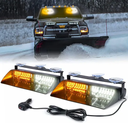 Vista 8 de Xprite Luces estroboscópicas de emergencia 2 en 1 de alta intensidad con 32 LED para salpicadero, luz intermitente interior para parabrisas con Ámbar