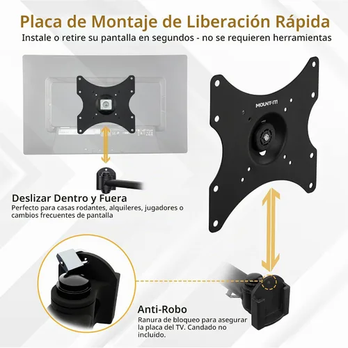 Vista 7 de Mount-It! Soporte de pared para televisor LCD con movimiento e inclinación completos Negro