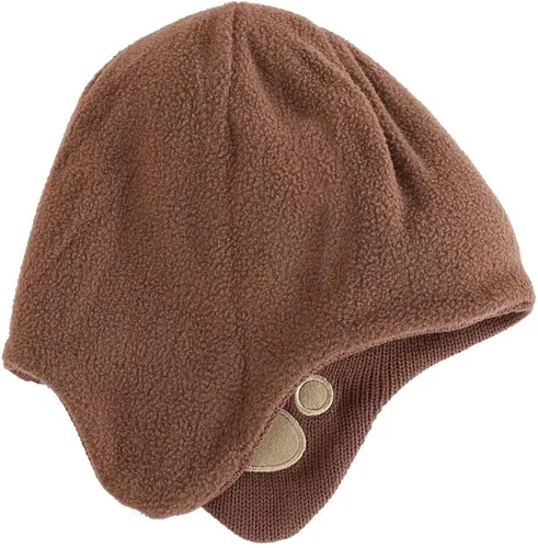 Vista 2 de LLmoway Gorro de punto con forro polar para bebé, con orejeras, pompón