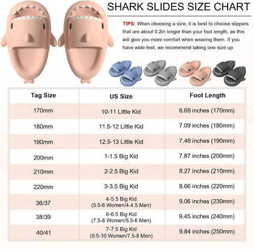 Vista 6 de EECH Sandalias Cloud Shark para niños y niñas, 2023, pantuflas de tiburón para niños grandes, sandalias de tiburón de suela gruesa mejoradas