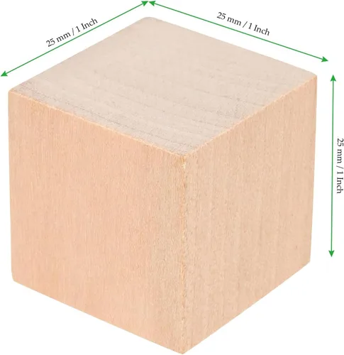 Vista 2 de 200 cubos de madera de 1 x 1 x 1 pulgada, bloques de madera cuadrados sin terminar de 1.0 in, bloques de madera lisos en blanco para manualidades