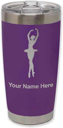 Vista 20 de LaserGram Vaso aislado al vacío de 20 onzas, bailarina de ballet, grabado personalizado incluido (negro)