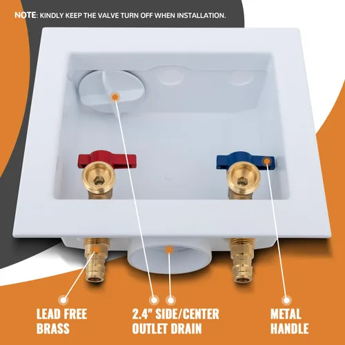 Vista 8 de SUNGATOR Pex A - Caja para lavadora, entrada de expansión Pex A de 1/2 pulgada x salida MHT de 3/4 pulgadas, caja de salida de lavandería