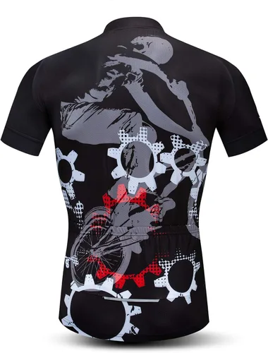 Vista 2 de Weimostar Camiseta de ciclismo de manga corta para hombre, bolsillos