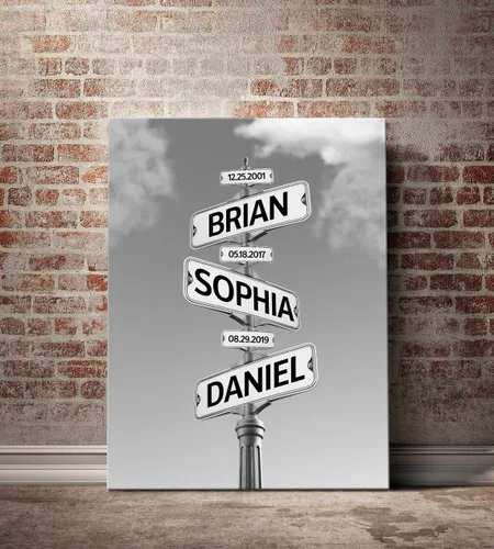 Vista 11 de VIRAGIL Lienzo personalizado con nombre de calle familiar, póster personalizado para decoración del hogar y sala de estar, arte de pared