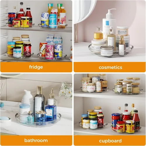 Vista 7 de Paquete de 2 Organizadores Lazy Susan, Mesa Giratoria Lazy Susan de 9.25 pulgadas para Gabinete Superficie de Mesa Refrigerador, Organizador