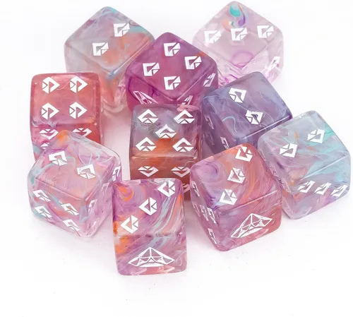 Vista 23 de Juego de 10 dados D6 de 16 mm, juego de dados blancos de 6 lados para juegos de mesa RPG Leather Storage Bag, DM Gift, for Dungeons and Dragons