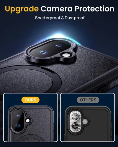 Vista 6 de Lanhiem Funda magnética impermeable para iPhone 17, a prueba de polvo, protector de pantalla integrado, [compatible con MagSafe] [Soporte invisible]