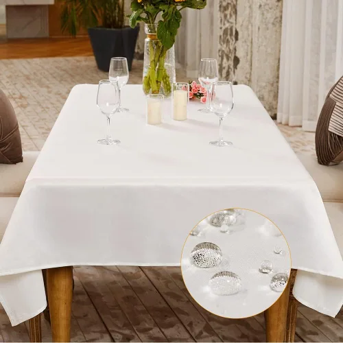 Vista 49 de BALCONY & FALCON Mantel Rectangular de Lino Sintético Impermeable Lavable Limpiable Cubierta de Mesa para Decoración de Mesa de Cocina Comedor