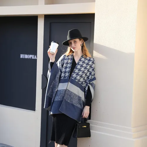 Vista 6 de NTLWKR Abrigo de chal para mujer, manta de bufanda Pashmina, capa cálida de invierno, poncho abierto frontal para primavera y otoño