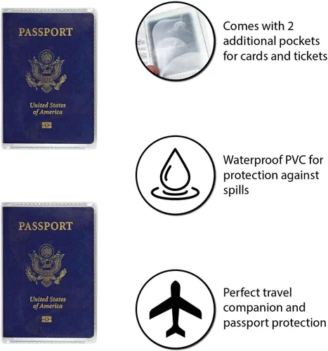 Vista 2 de Cubiertas de plástico para pasaporte, Claro, Cartera de viaje