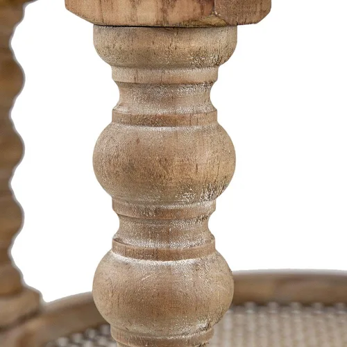 Vista 6 de 3-Tier Round Side Table Small End Tables Nightstand Wood & Rattan Brown 23.5 Brown