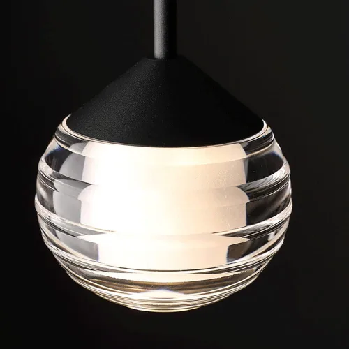 Vista 4 de Lámpara colgante de metal negro Mini lámpara colgante esférica con pantalla de bola de vidrio moderna 12W regulable Lámparas de suspensión nórdico