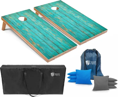 Vista 10 de Tailgating Pros Tablas de Cornhole de 4 x 2 pies, tamaño reglamentario oficial, juego de cornhole de diseño de madera con 8 bolsas de frijol, funda